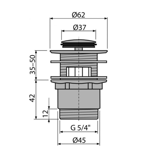 Донный клапан для умывальника CLICK-CLAK 1 1/4" с маленькой заглушкой Alcaplast A39 Донный клапан для умывальника CLICK-CLAK 1 1/4" с маленькой заглушкой Alcaplast A39