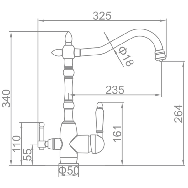 Смеситель для кухонной мойки Ledeme L4555-3 с выходом для питьевой воды