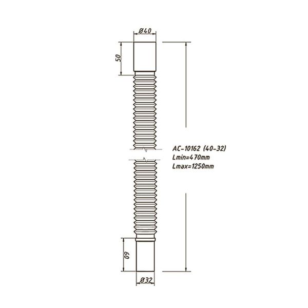 Гибкое соединение 32 х 40 мм L 470-1250 мм ОРИО