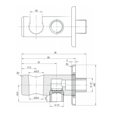 Угловое крепление для душа Deante CASCADA NAC_051K круглое хром