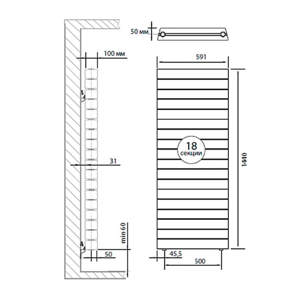 Биметаллический радиатор PianoForte Tower 500 Noir Sable 18 секций Royal Thermo Биметаллический радиатор PianoForte Tower 500 Noir Sable 18 секций Royal Thermo