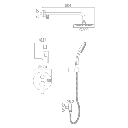 Душевая система Ledeme L2403-2 встраиваемая хром