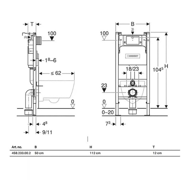 Инсталляция для унитаза Geberit Alpha с круглой белой кнопкой Alpha 20