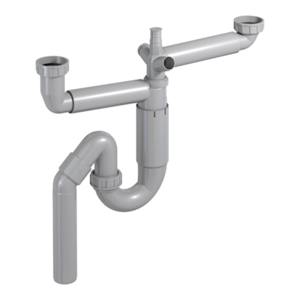 Сифон для двойной мойки 1 1/2" PREVEX P-Loc
