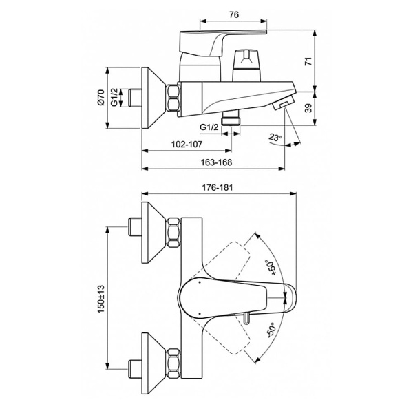 Смеситель для ванны Ideal Standard Cerafine D