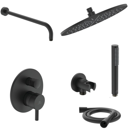 Душевая система скрытого монтажа Ideal Standard Ceraline Black 6 в 1, чёрный (лейка-стик, верхний душ 300 мм)