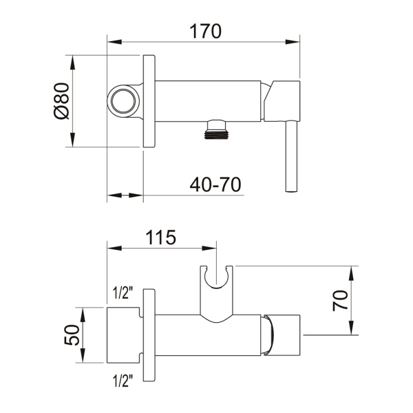 Смеситель для гигиенического душа Clever 61117 встраиваемый