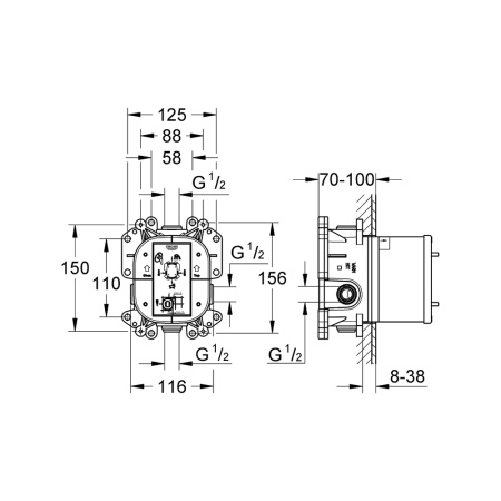 Скрытый механизм смесителей Grohe Rapido E 35501000