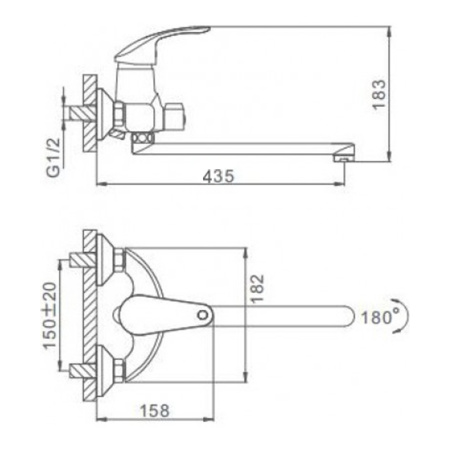 Смеситель для ванны Frap F2221 с длинным изливом хром
