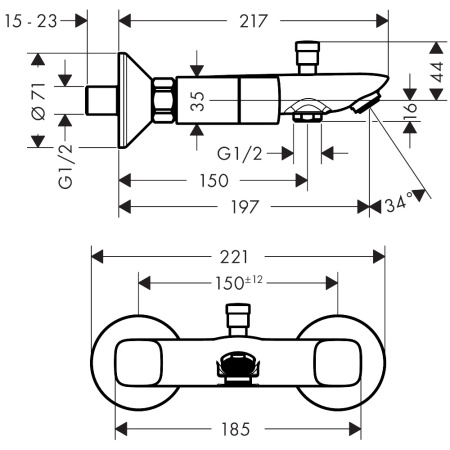 Смеситель для ванны Hansgrohe Logis 71243000