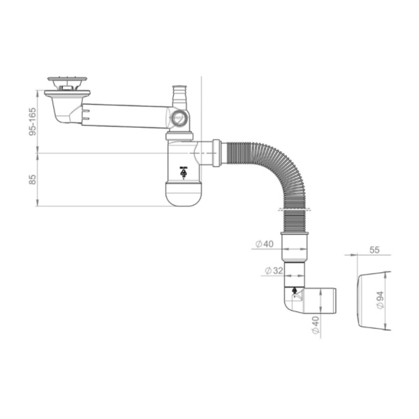 Сифон для умывальника PREVEX Preloc