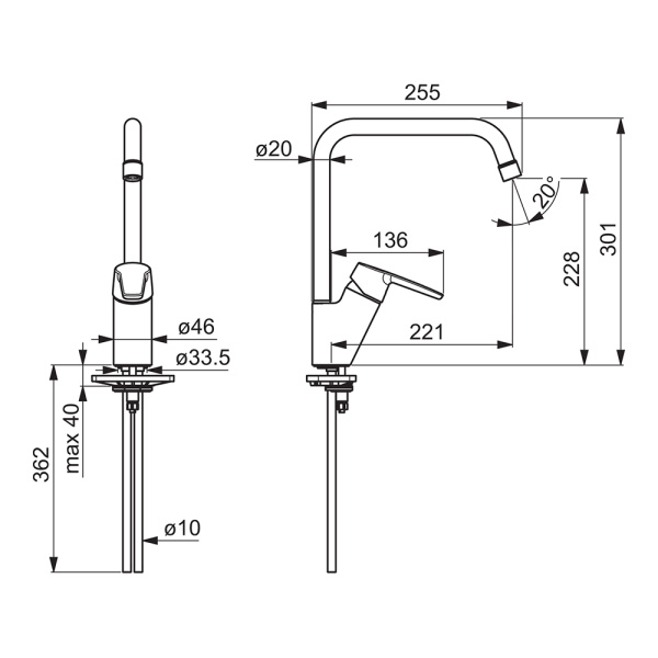 Смеситель для кухни Oras Saga 3933