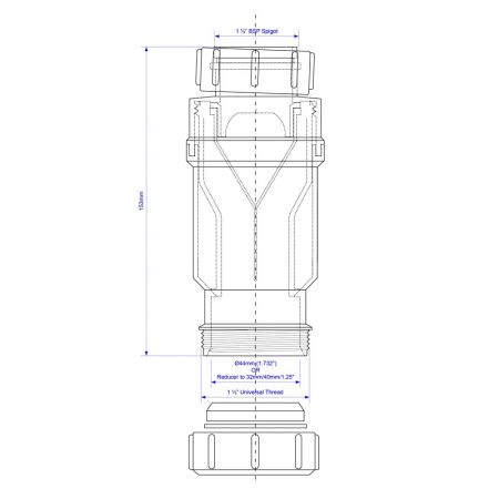 Сифон McAlpine MACVALVE-11 с сухим затвором 40 мм и накидной гайкой 1 1/2