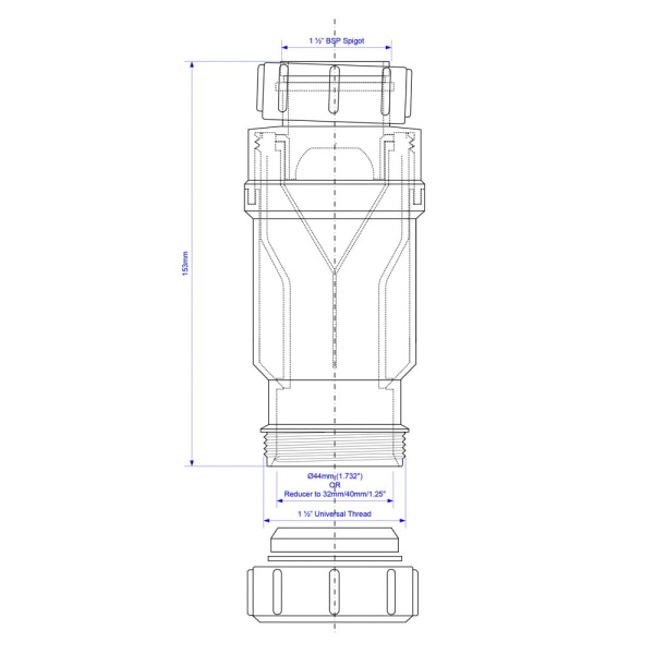 Сифон McAlpine MACVALVE-11 с сухим затвором 40 мм и накидной гайкой 1 1/2