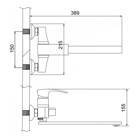 Смеситель для ванны Gerhans K13114 с длинным изливом
