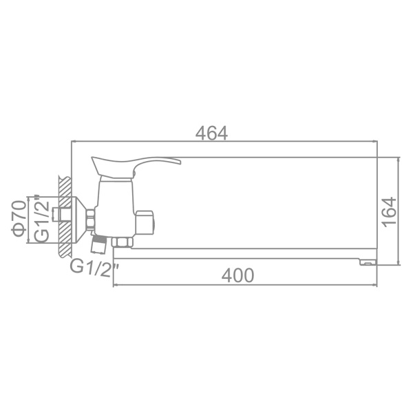 Смеситель для ванны Ledeme L2201 с длинным изливом 400 мм хром