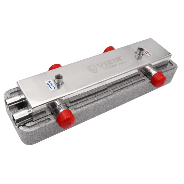 Гидравлический разделитель с воздухоотводчиком и дренажным краном, 40 кВт (нержавеющая сталь) VIEIR