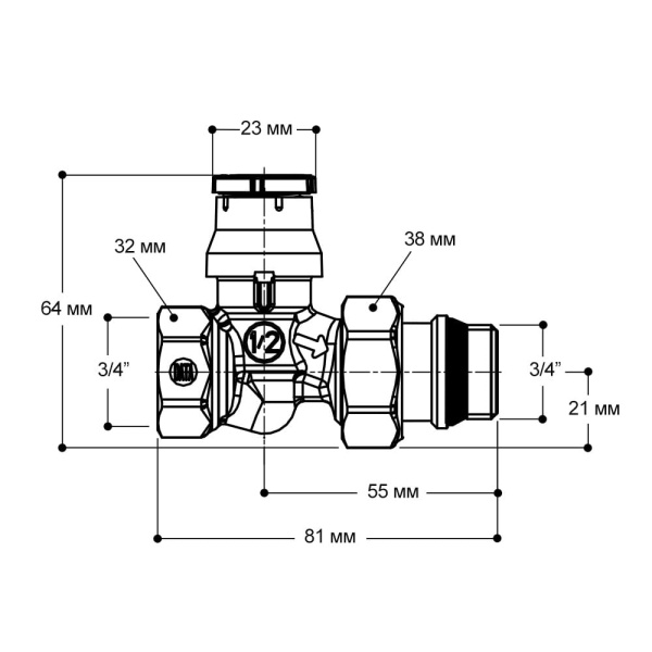 Кран радиаторный термостатический прямой 3/4" Giacomini R402TG
