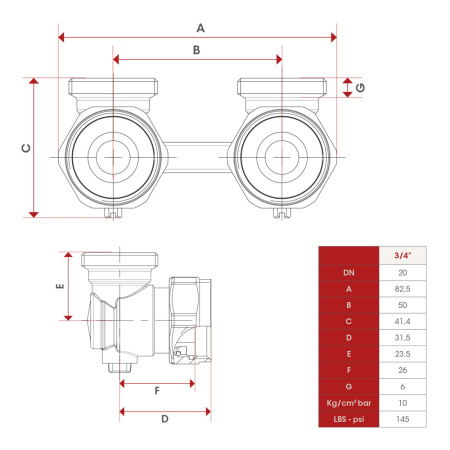 Клапан двухтрубный угловой 3/4" Itap 315