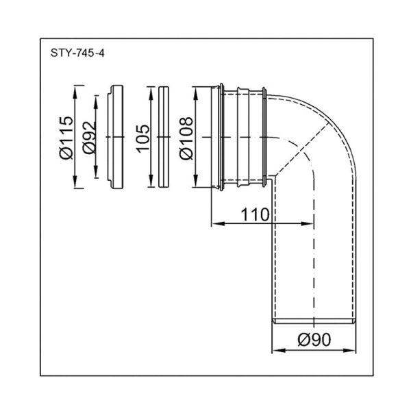 Фановая труба для инсталяции DN 90 STYRON арт. STY-745-4 Фановая труба для инсталяции DN 90 STYRON арт. STY-745-4