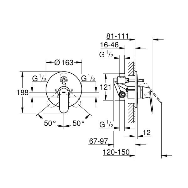 Смеситель скрытого монтажа для ванны/душа Grohe Eurosmart Cosmo 32879000 Смеситель скрытого монтажа для ванны/душа Grohe Eurosmart Cosmo 32879000