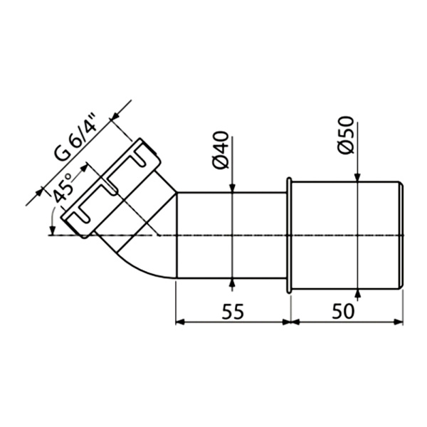 Колено для сифонов 40/50 мм 45° Alcaplast A52 Колено для сифонов 40/50 мм 45° Alcaplast A52