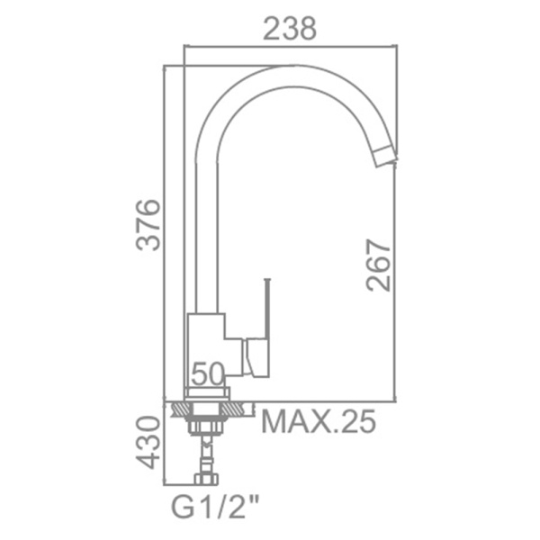 Смеситель для кухонной мойки Ledeme L74105W высокий белый