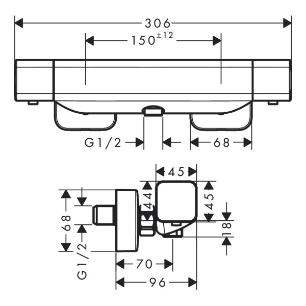 Термостатический смеситель для душа Hansgrohe Ecostat E 15773000 Термостатический смеситель для душа Hansgrohe Ecostat E 15773000
