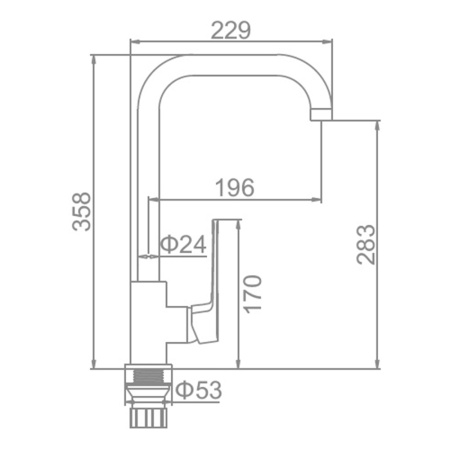 Смеситель для кухонной мойки Ledeme L4067 высокий хром