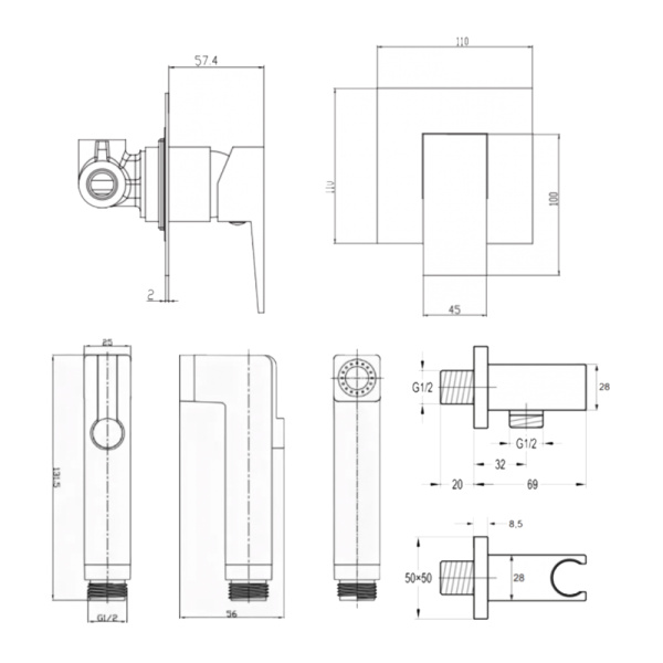 Смеситель для гигиенического душа скрытого монтажа Omnires Fresh SYSFRBI1CR