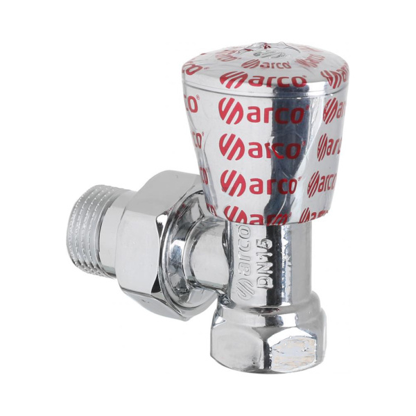 Угловой радиаторный кран 1/2" х 1/2" хромированный TEIDE PLUS arco