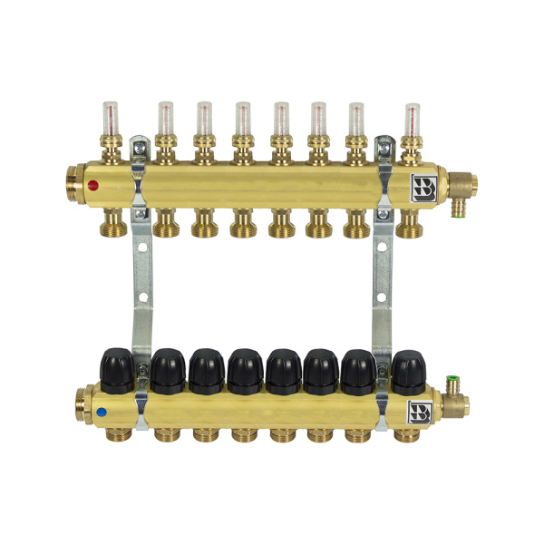 Коллектор латунный для теплого пола на 8 контуров Afriso