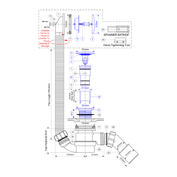 Сифон для ванны CLICK/CLACK McALPINE арт. HC2600CL Сифон для ванны CLICK/CLACK McALPINE арт. HC2600CL