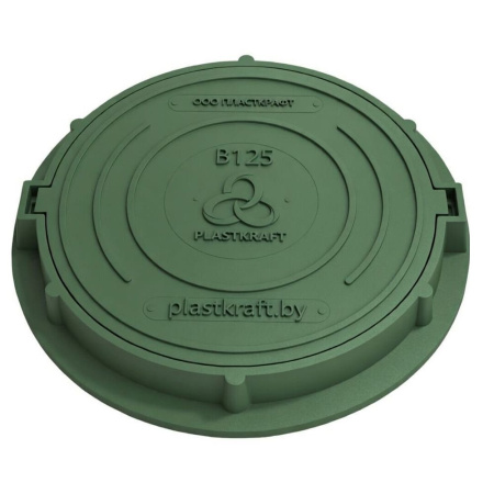 Люк тяжелый канализационный 12.5 т, h110, Plastkraft (Сандкор) зелёный