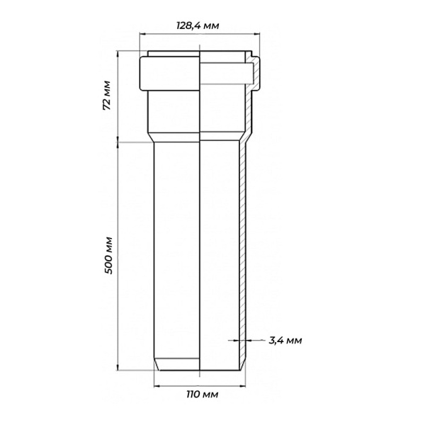 Труба ПП для ливневой канализации 110 х 500 х 3.4 мм SN10/3 Атм Ostendorf KG 2000EM