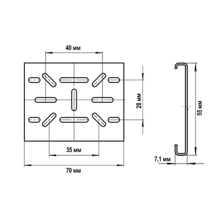 Обратная планка шины 70 х 55 мм TANERS