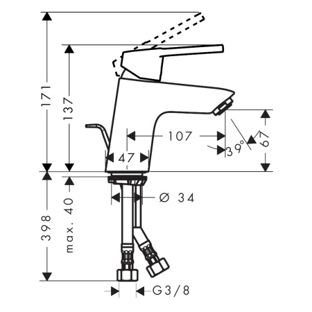 Смеситель для раковины 70 Hansgrohe Logis Loop 71150000