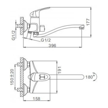 Смеситель для ванны Frap F2205 с длинным изливом хром