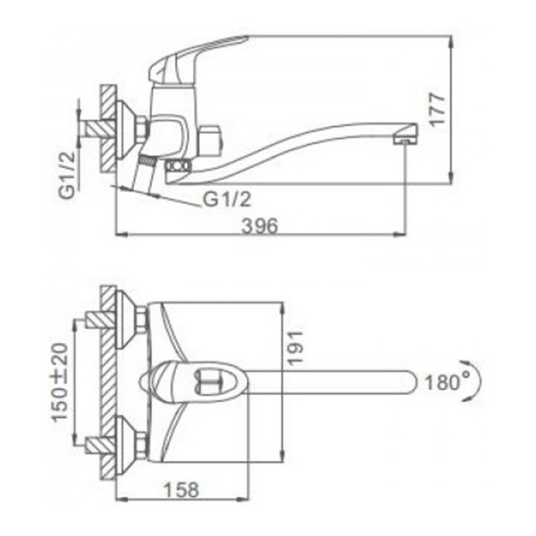 Смеситель для ванны Frap F2205 с длинным изливом хром