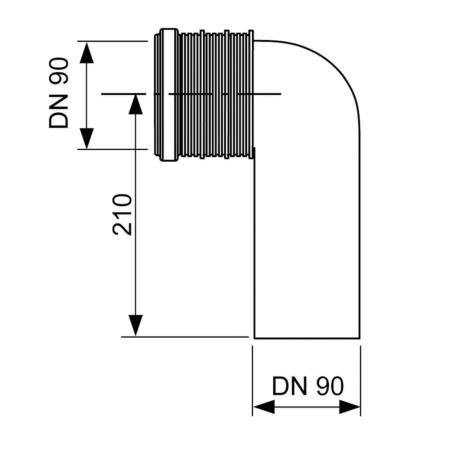 Отвод для унитаза 90 х 90 мм / 90° для инсталляции, TECE