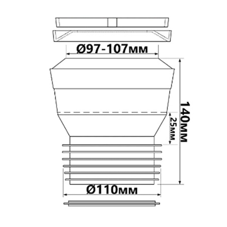 Патрубок для унитаза прямой 110 мм (гибкое подключение) McALPINE