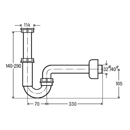 Сифон для мойки 1"1/4 без выпуска DN 40 мм Viega