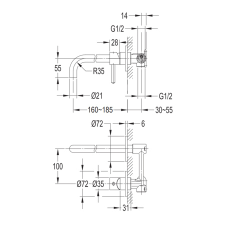 Смеситель для душа Omnires Y BLACK Y1240BL черный