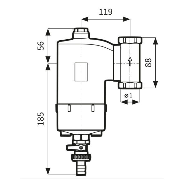 Сепаратор шлама магнитный поворотный 1"ВР х 360° Afriso FAR 202
