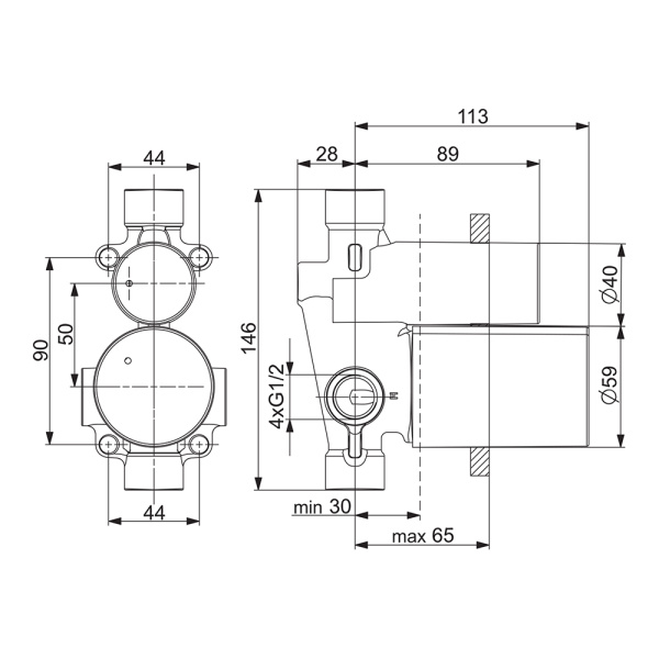 Встраиваемый корпус смесителя для ванны Oras 2327