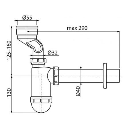 Сифон для писсуара Alcaplast A45А с манжетой