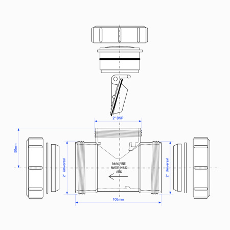 Обратный клапан для канализации McALPINE арт. Z2850-NRV 50 мм