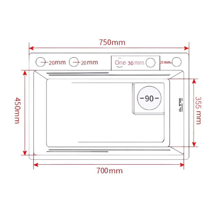 Мойка кухонная Diadonna ДS7545B (750 х 540 х 200мм) многофункциональная с водопадом