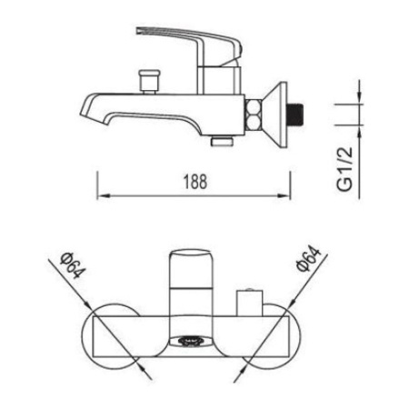Смеситель для ванны Gerhans K13006 с коротким изливом
