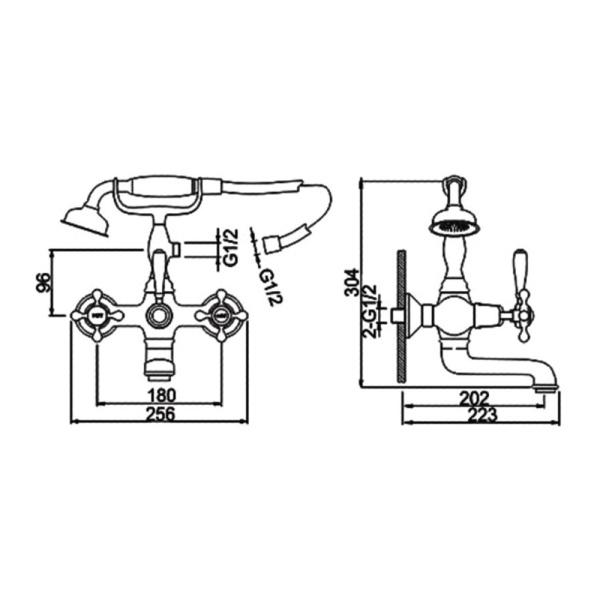 Смеситель для ванны двухвентильный Gerhans K13001 с коротким изливом